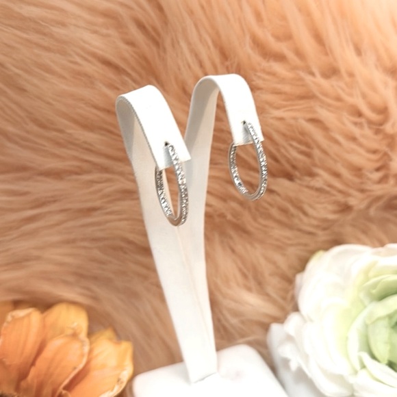 Micro Pave Crystal Pierced Earrings NEW! - Picture 2 of 7